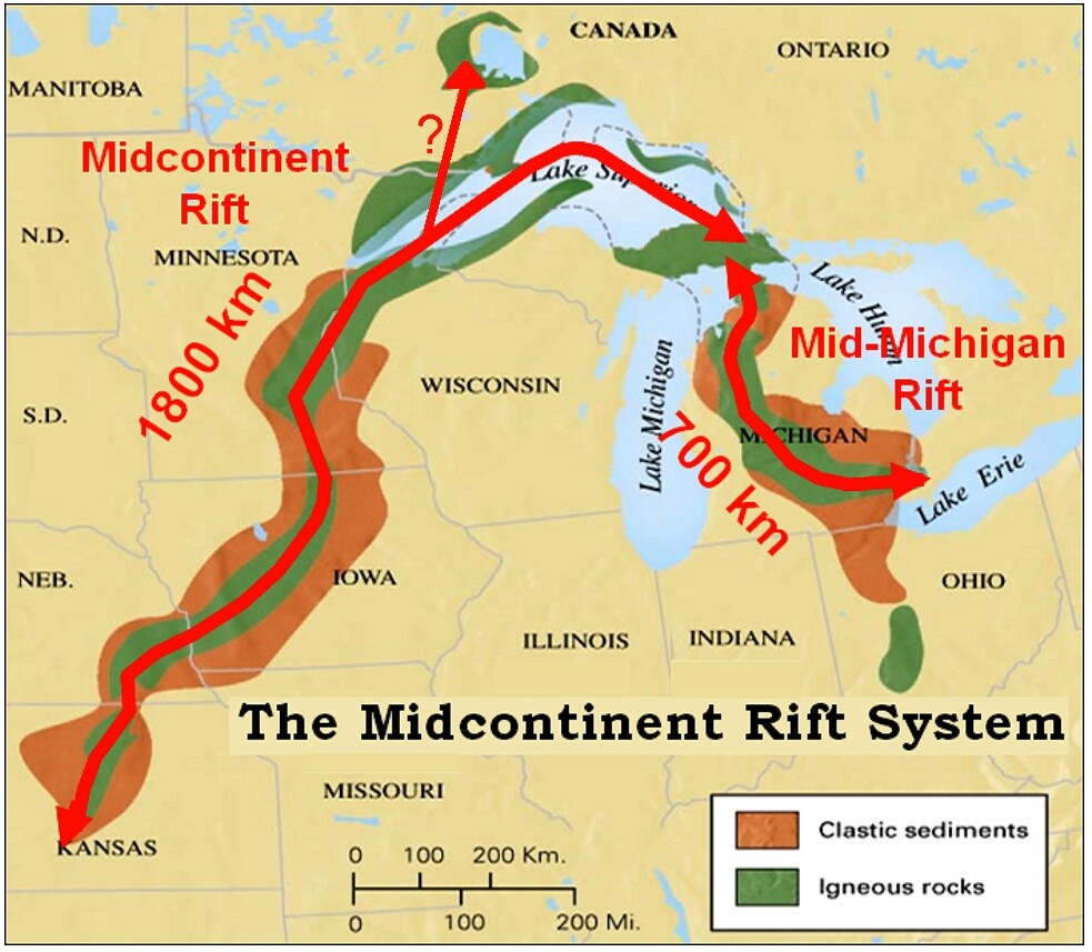 Map of the Midcontinent Rift System from Dr. Song Article